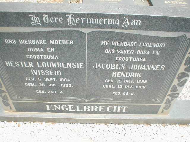 ENGELBRECHT Jacobus Johannes Hendrik 1899-1980 &amp; Hester Louwrensie VISSER 1904-1989