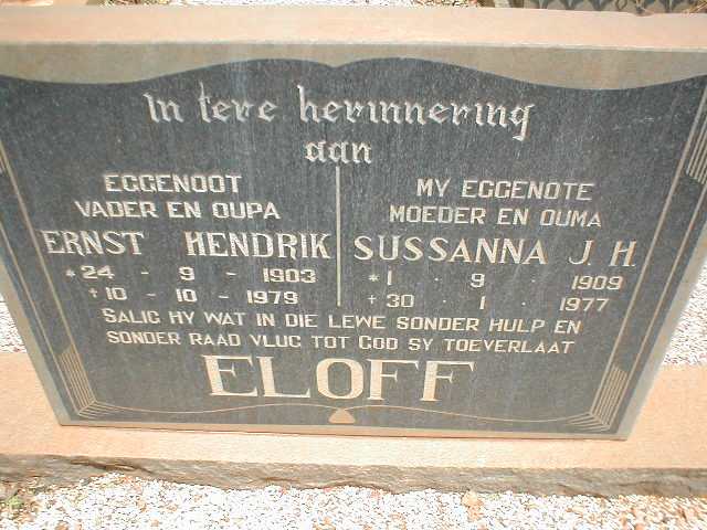 ELOFF Ernst Hendrik 1903-1979 &amp; Sussanna J.H. 1909-1977