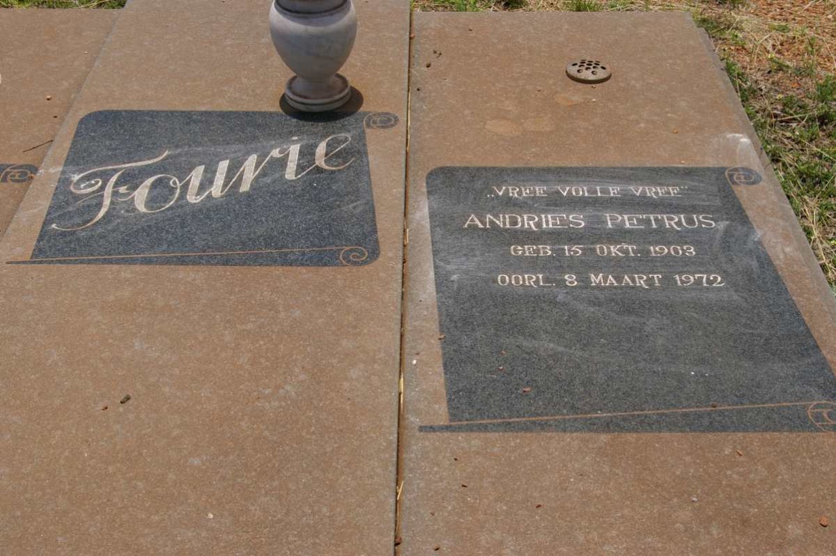FOURIE  Andries Petrus 1903-1972