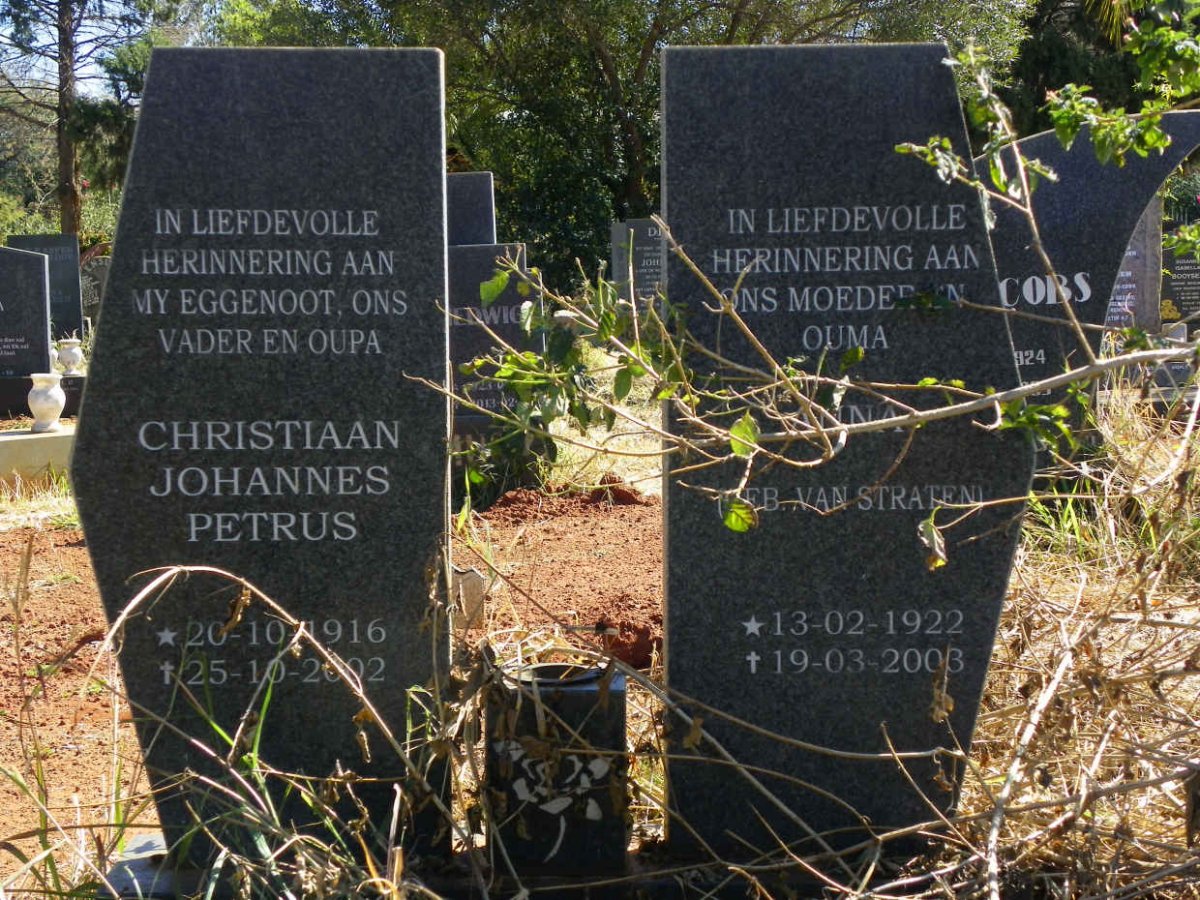 FOURIE Christiaan Johannes Petrus 1916-2002 & Anna VAN STRATEN 1922-2003