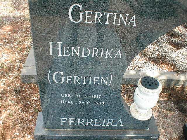FERREIRA Gertina Hendrika 1917-1998