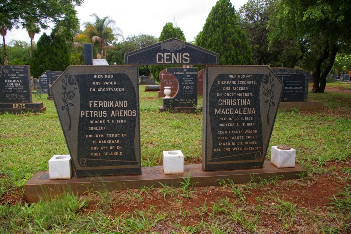 GENIS Ferdinand Petrus Arends 1905- &amp; Christina Magdalena 1908-1983
