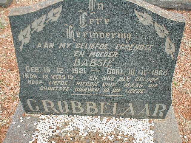 GROBBELAAR Babsie 1921-1966