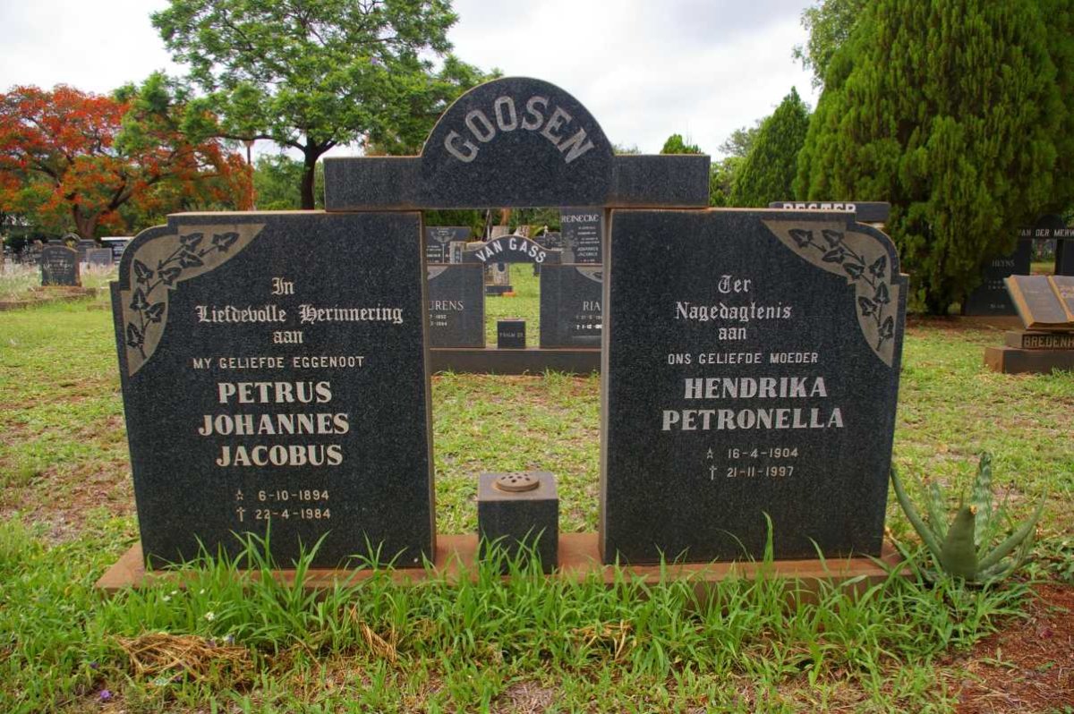 GOOSEN Petrus Johannes Jacobus 1894-1984 &amp; Hendrika Petronella 1904-1997