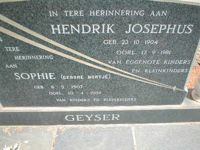 GEYSER Hendrik Josephus 1904-1981 &amp; Sophie NORTJE 1907-1985