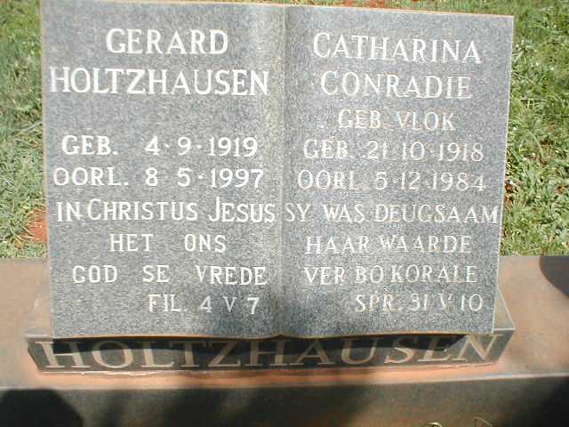 HOLTZHAUSEN Gerard 1919-1997 &amp; Catharina Conradie VLOK 1918-1984