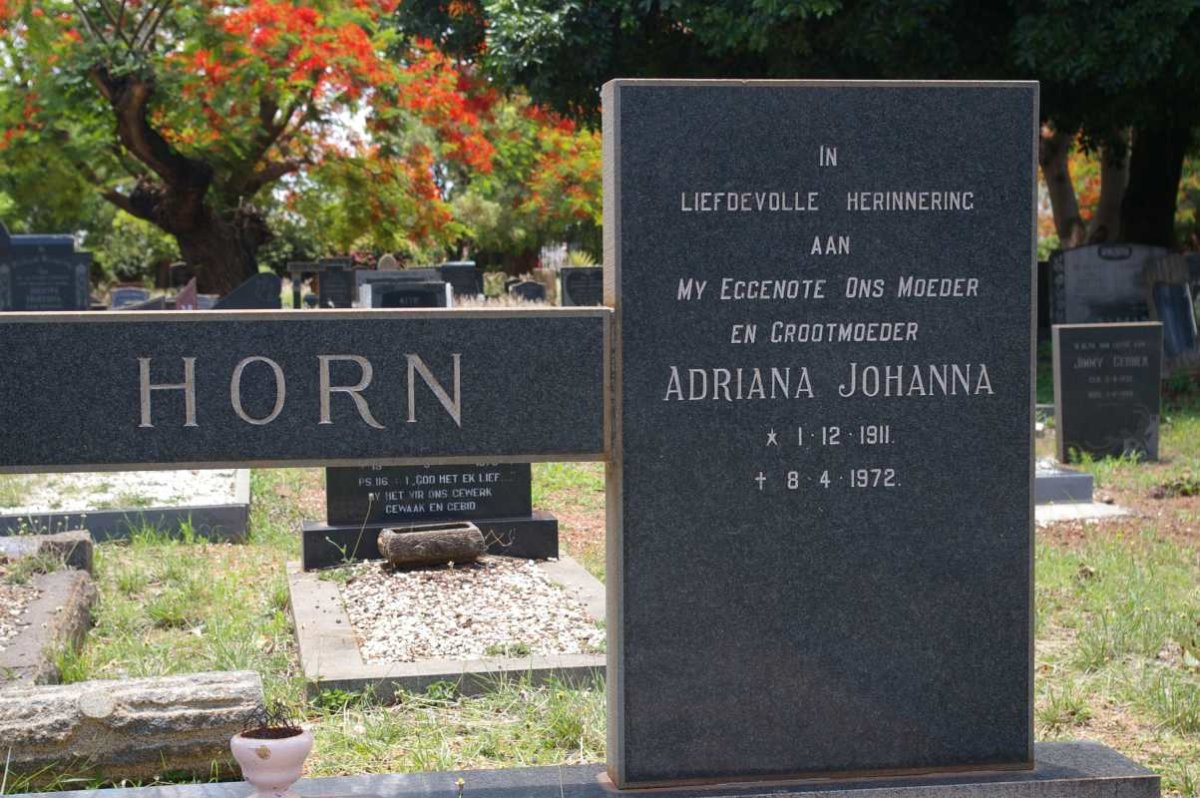HORN Johannes Willem 1910-1980 &amp; Adriana Johanna 1911-1972