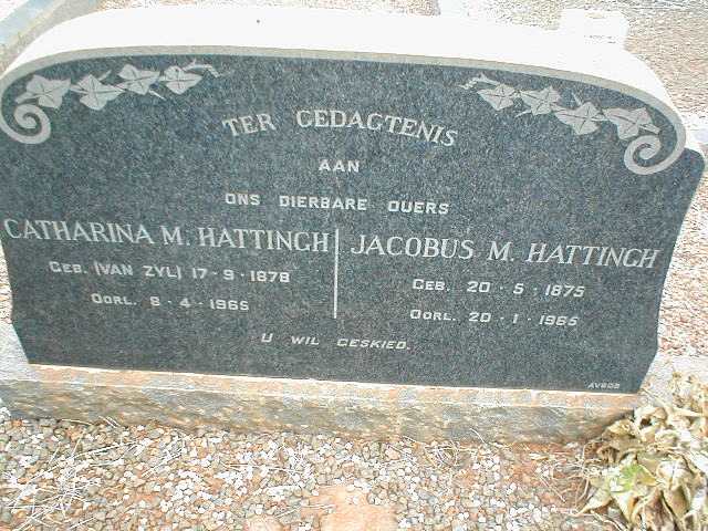 HATTINGH Jacobus M. 1875-1965 &amp; Catharina  M. VAN ZYL 1878-1965