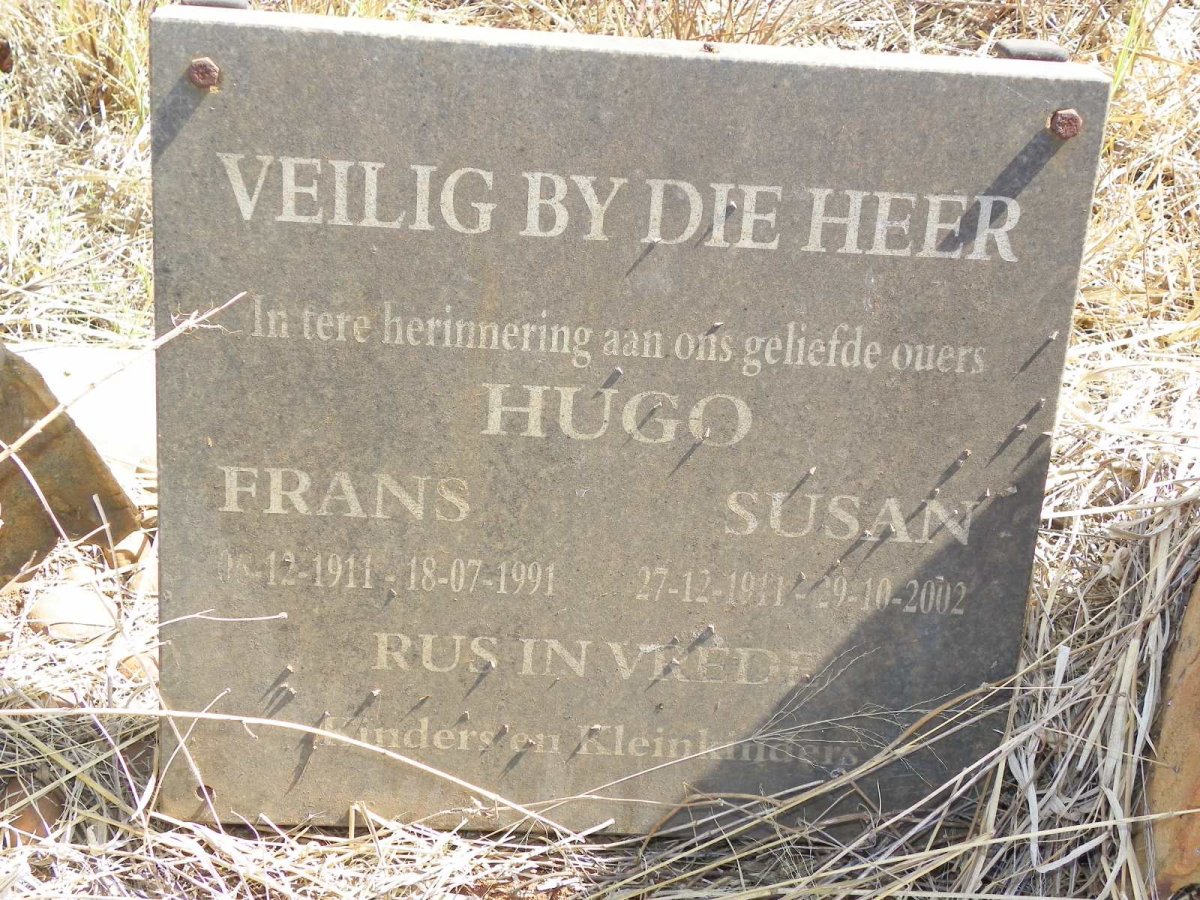 HUGO Frans 1911-1991 & Susan 1911-2002