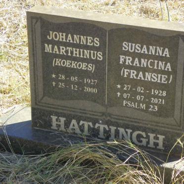 HATTINGH Johannes Marthinus 1927-2000 & Susanna Francina 1928-2021