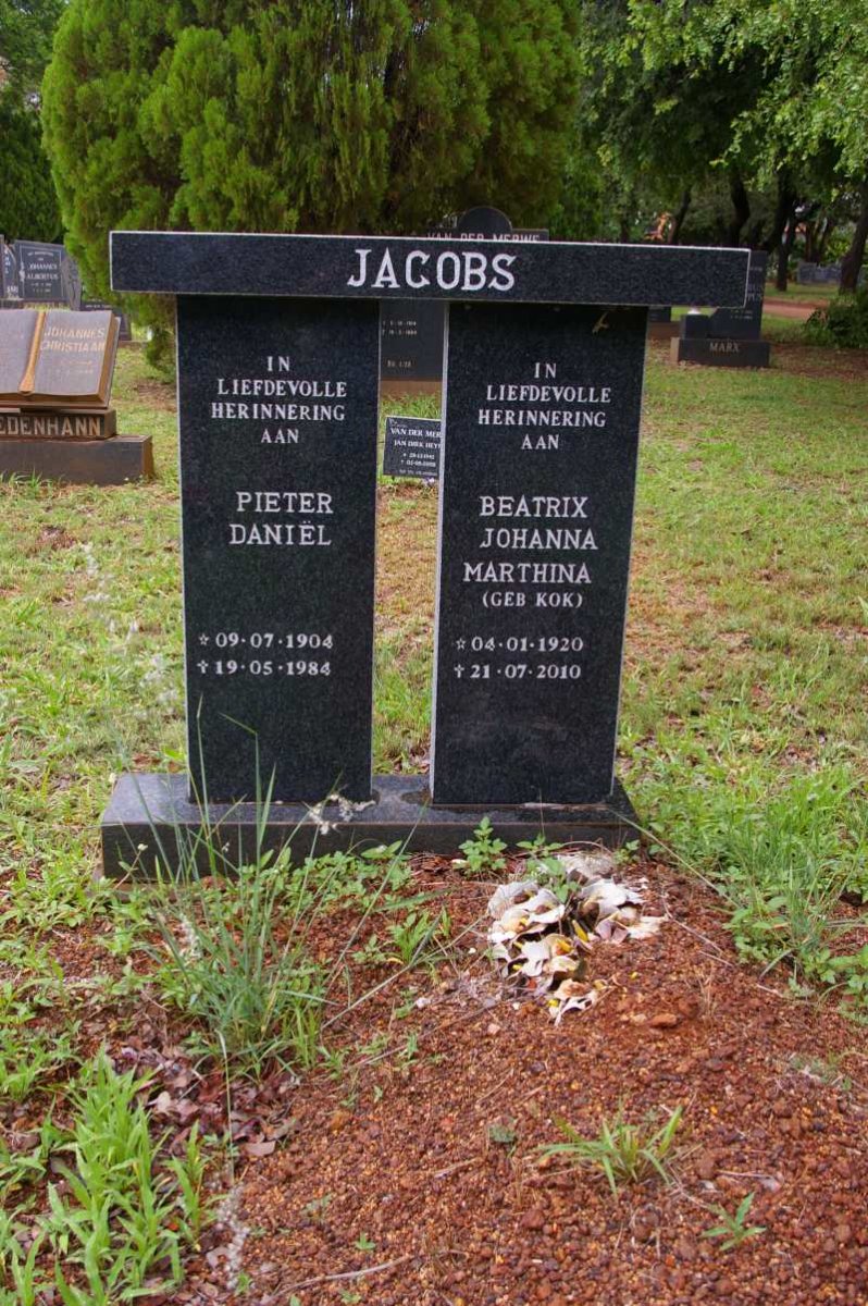 JACOBS Pieter Daniel 1904-1984 &amp; Beatrix Johanna Marthina KOK 1920-2010