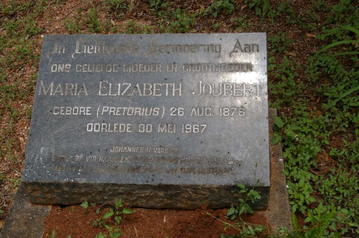 JOUBERT Maria Elizabeth nee PRETORIUS 1876-1967