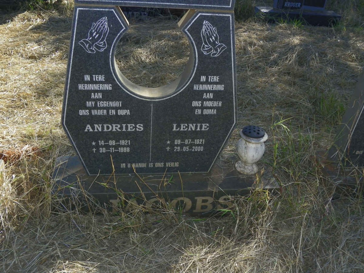 JACOBS Andries 1921-1998 & Lenie 1921-2000