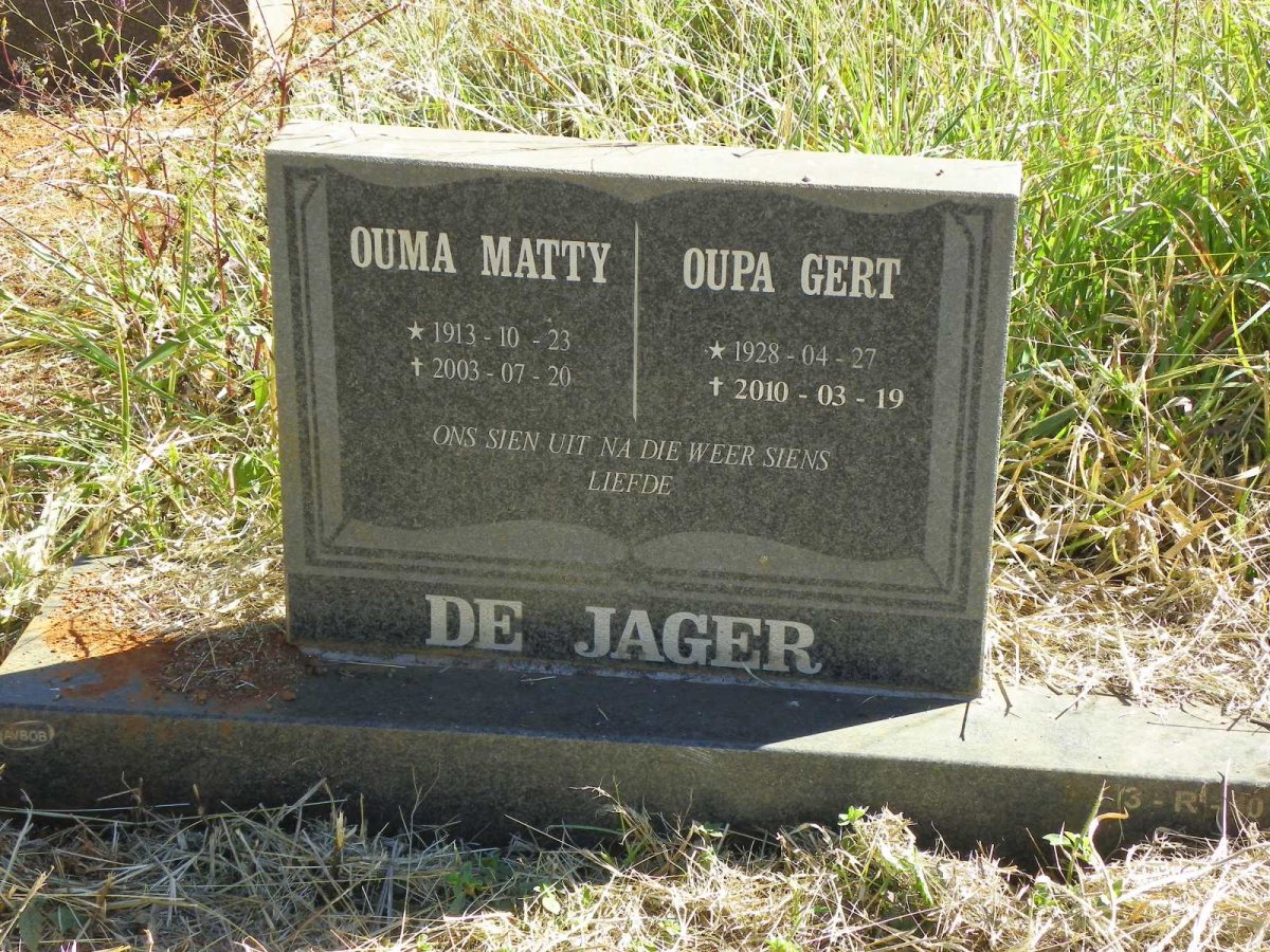 JAGER Gert, de 1928-2010 &amp; Matty 1913-2003