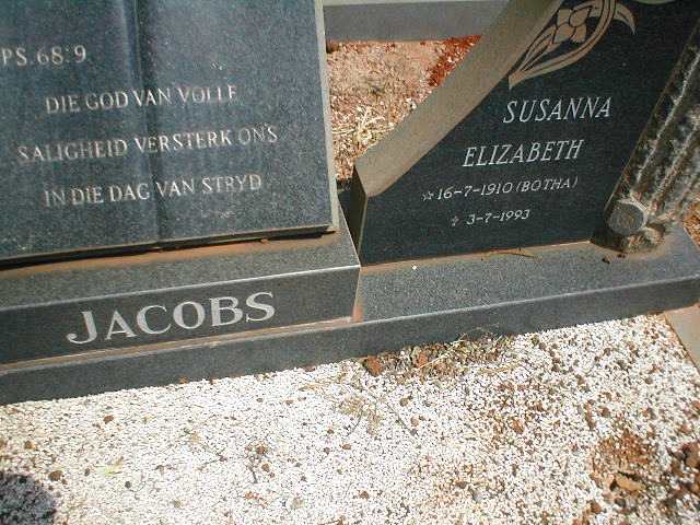 JACOBS Susanna Elizabeth geb. BOTHA 1910-1993