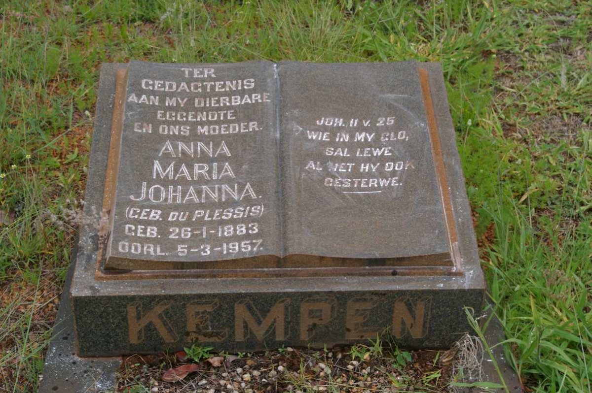 KEMPEN Anna Maria Johanna nee DU PLESSIS 1883-1957