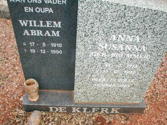 KLERK Willem Abram, de 1910-1990 &amp; Anna Susanna BRUMMER 1913-1994