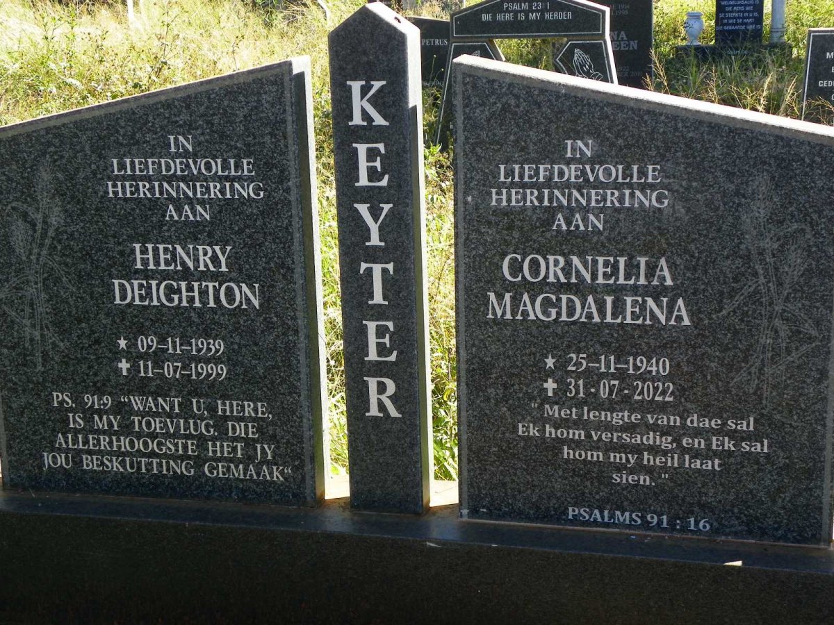 KEYTER Henry Deighton 1939-1999 &amp; Cornelia Magdalena 1940-2022