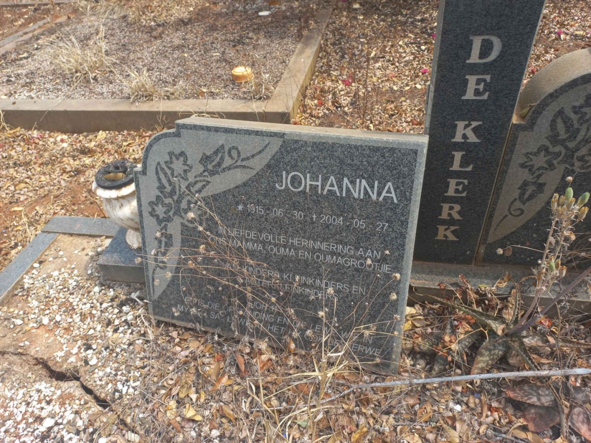 KLERK Philippus Jacobus, de 1912-1998 &amp; Johanna 1915-2004