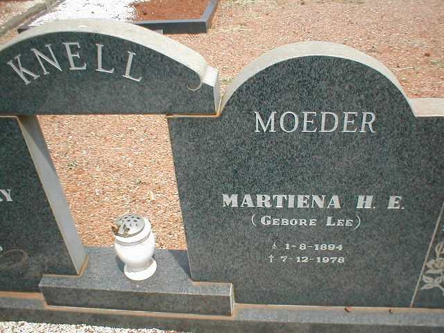 KNELL Martiena H.E. nee LEE 1894-1978
