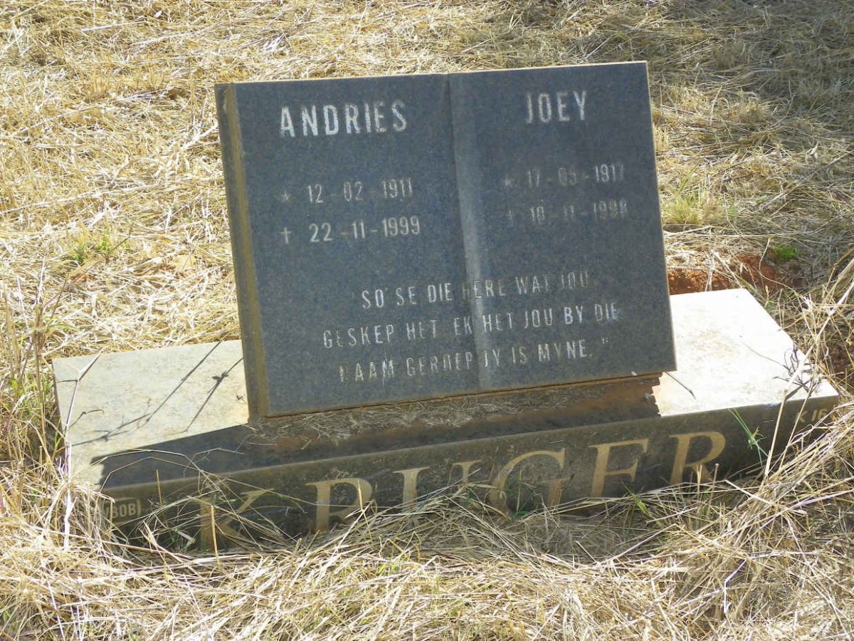 KRUGER Andries 1911-1999 & Joey 1917-1998
