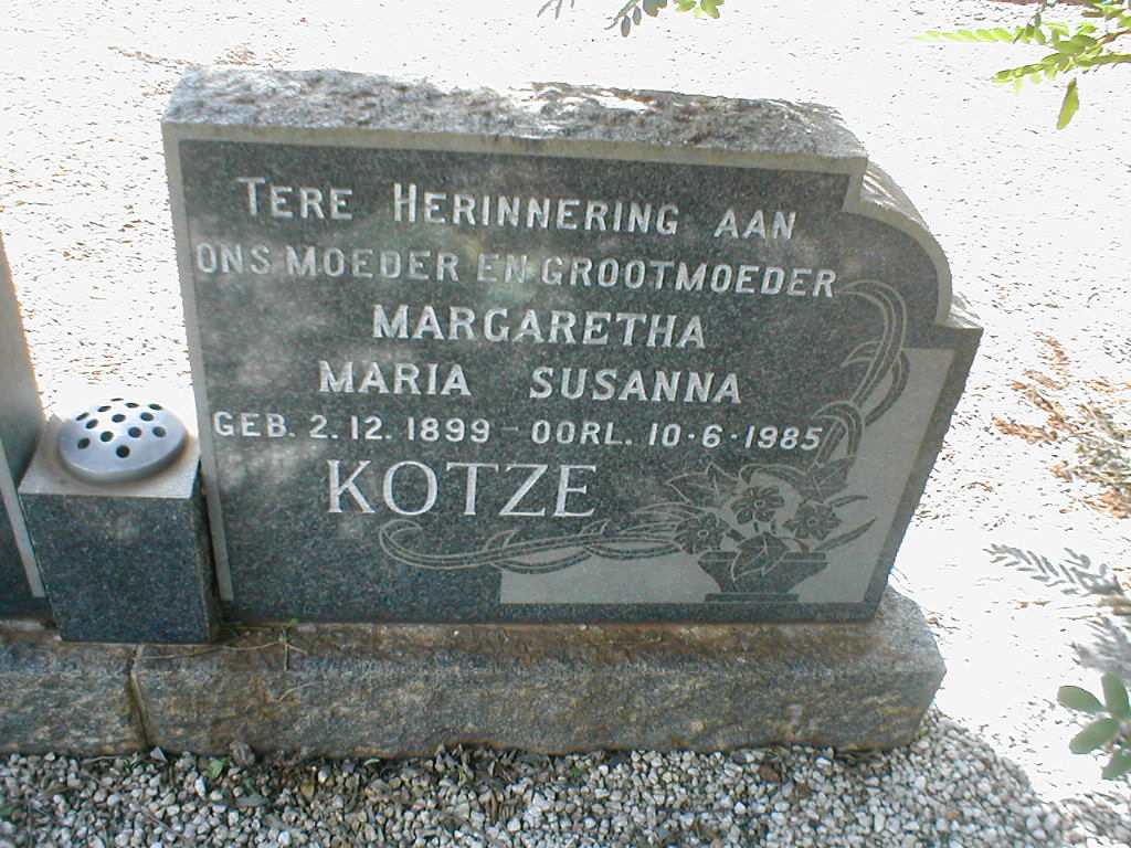 KOTZE Margaretha Maria Susanna 1899-1985