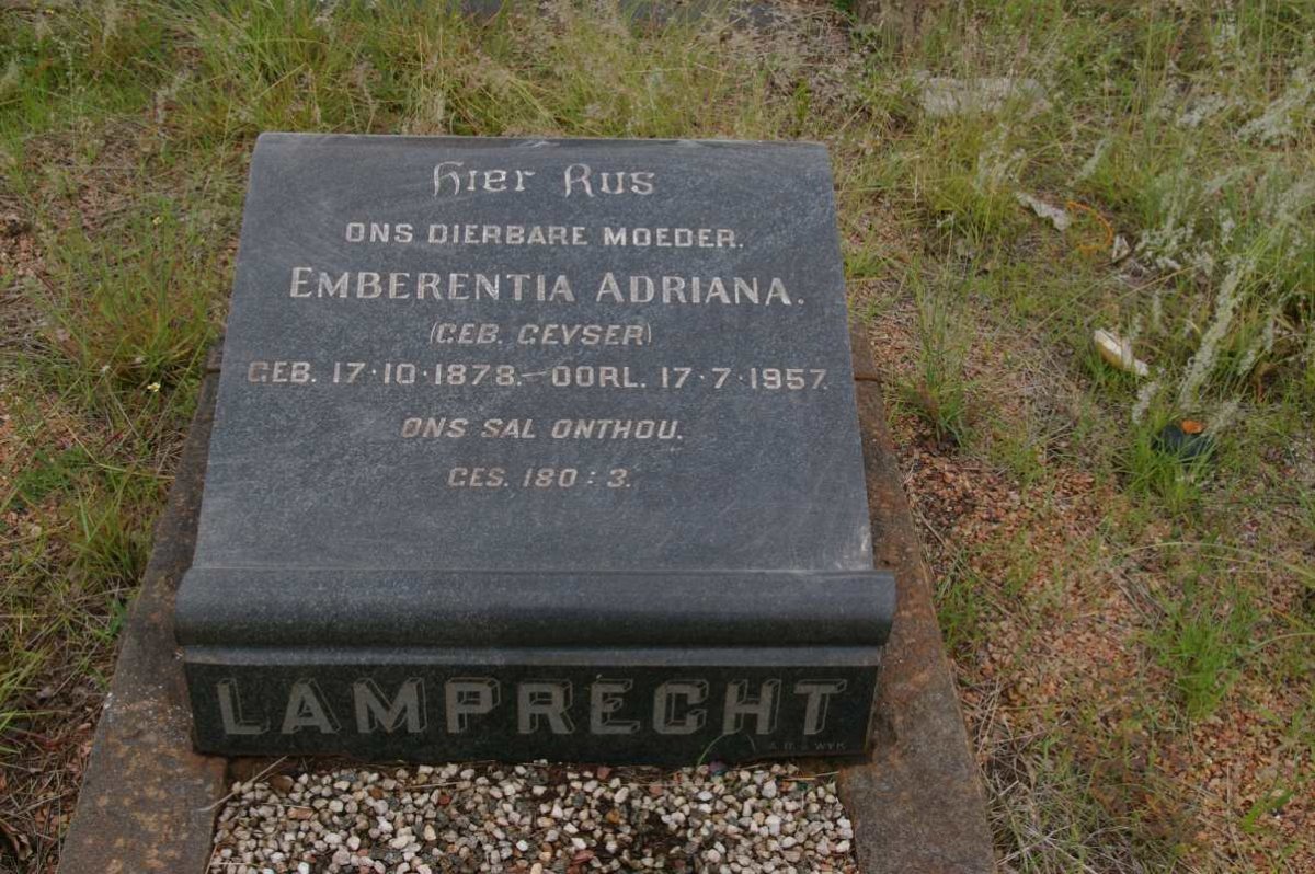 LAMPRECHT Emberentia Adriana nee GEYSER 1878-1957