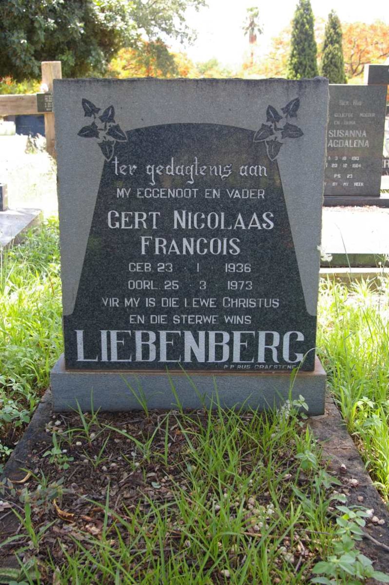 LIEBENBERG Gert Nicolaas Francois 1936-1973
