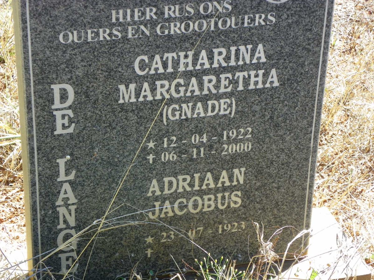 LANGE Adriaan Jacobus, de 1923- &amp; Catharina Margaretha 1922-2000