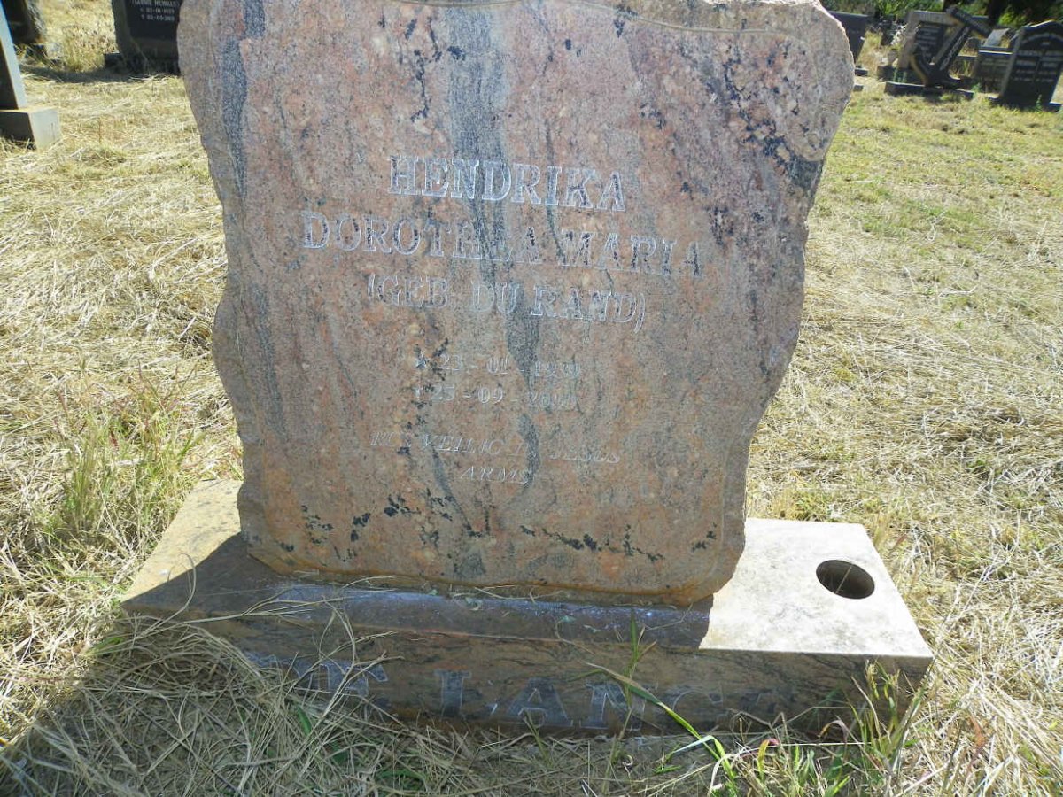 LANGE Hendrika Dorothea Maria, de nee DU RAND 1939-2000