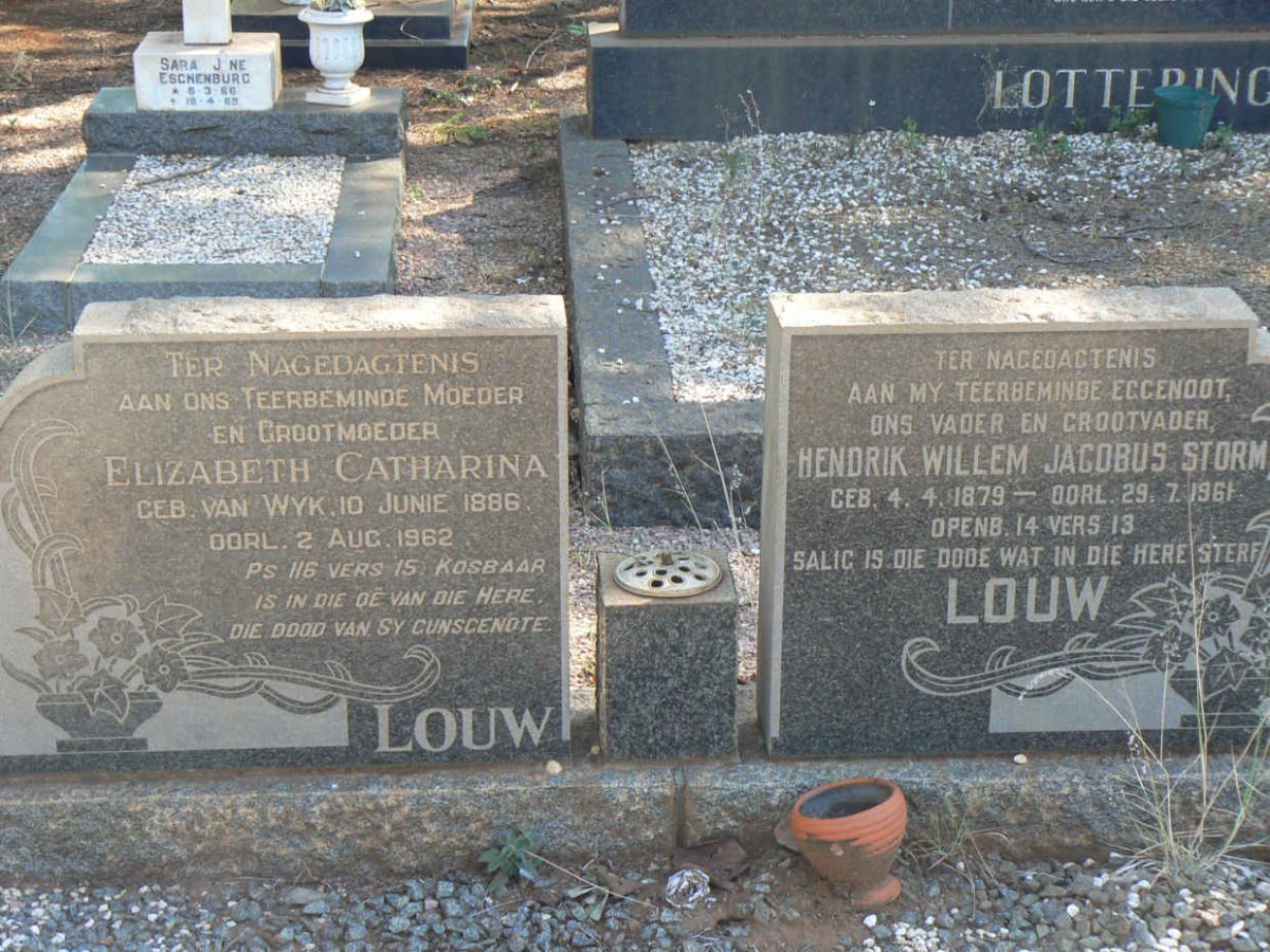 LOUW Hendrik Willem Jacobus Storm 1879-1961 &amp; Elizabeth Catharina VAN WYK 1886-1962