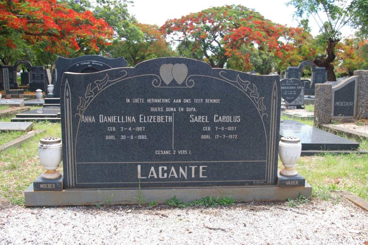 LACANTE Sarel Carolus 1897-1972 &amp; Anna Daniellina Elizebeth 1907-1985