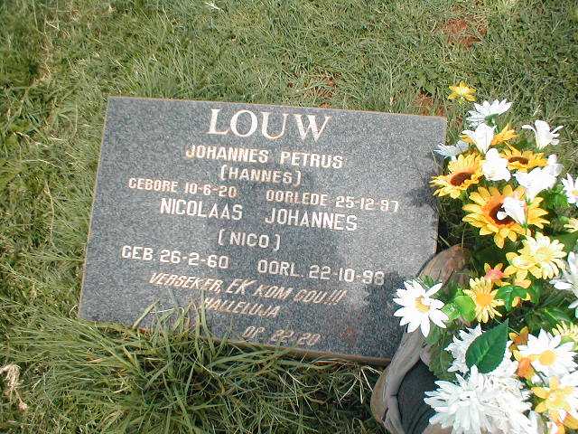 LOUW Johannes Petrus 1920-1997 :: LOUW Nicolaas Johannes 1960-1998