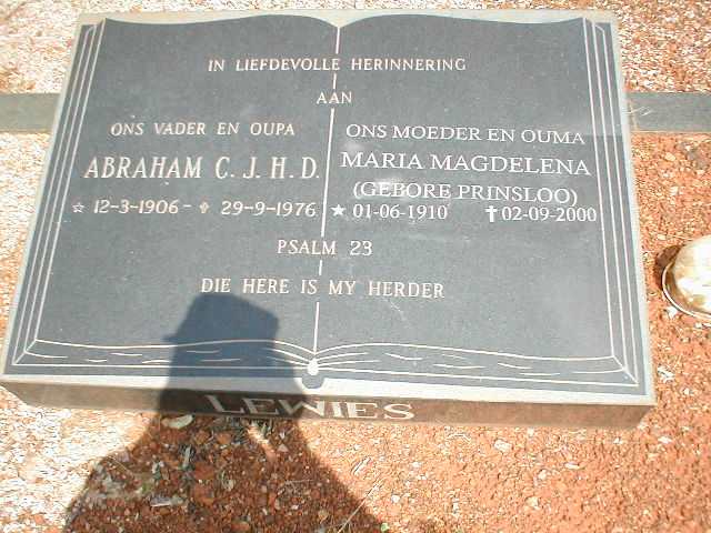 LEWIES Abraham C.J.H.D. 1906-1976 &amp; Maria Magdalena PRINSLOO 1910-2000