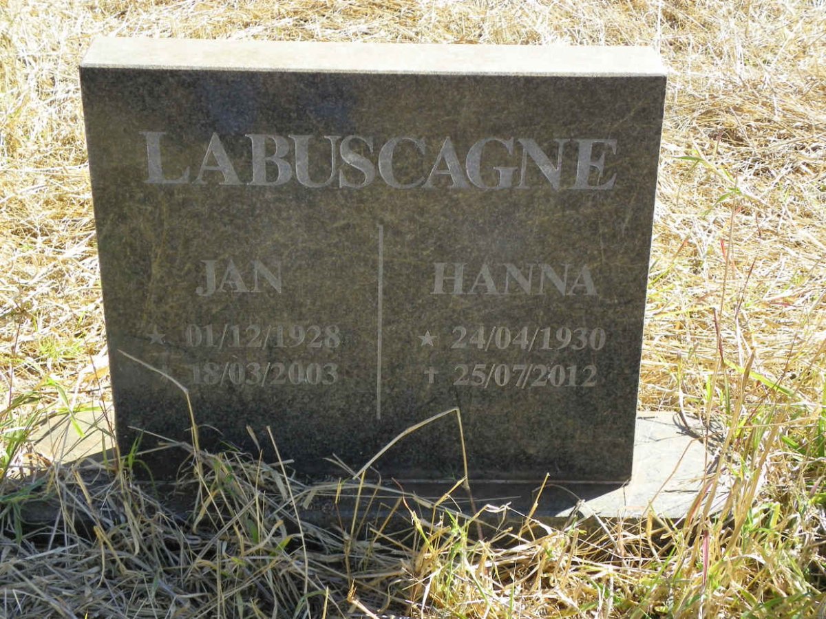 LABUSCAGNE Jan 1928-2003 & Hanna 1930-2012