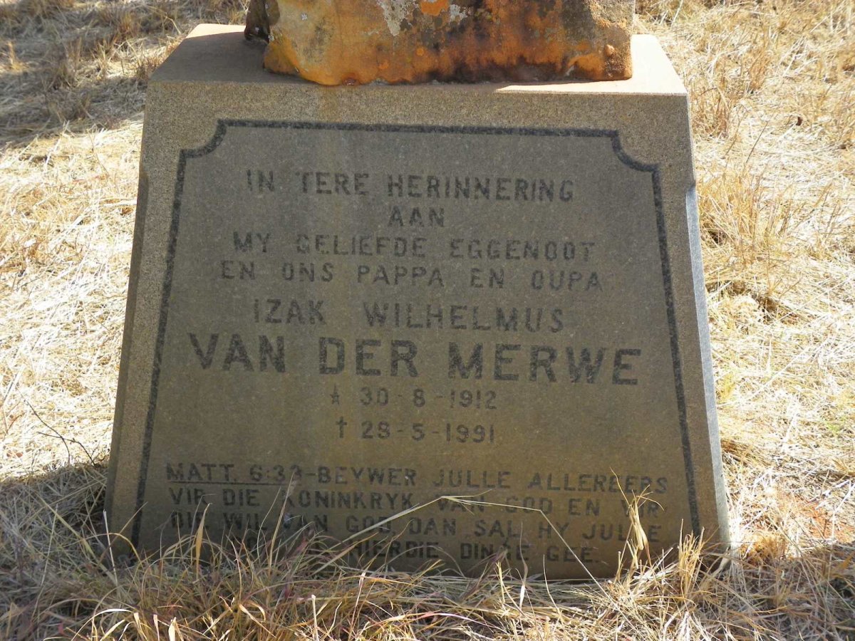 MERWE Izak Wilhelmus, van der 1912-1991