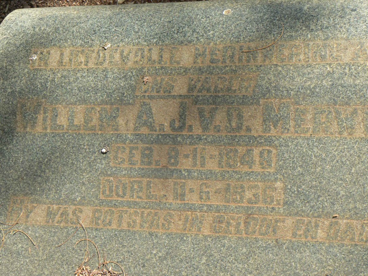 MERWE Willem A.J., v.d. 1848-1936