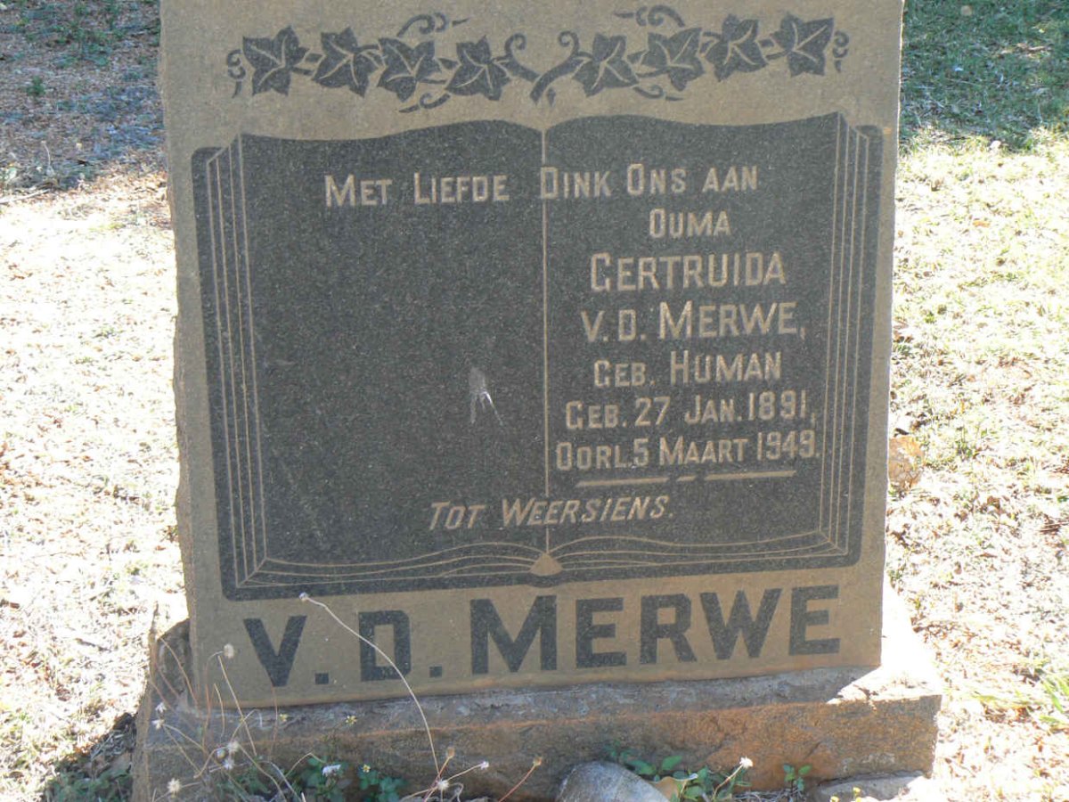 MERWE Gertruida, v.d. nee HUMAN 1891-1949