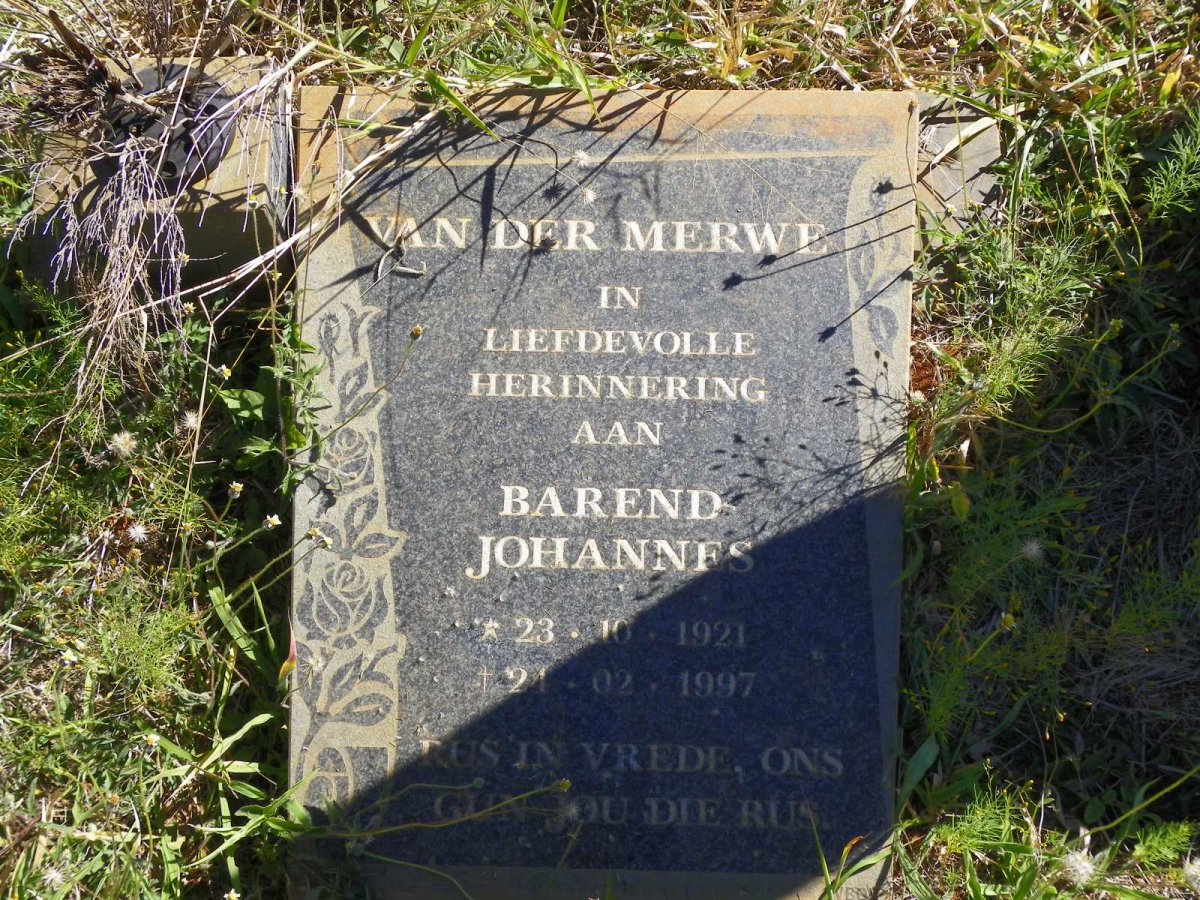 MERWE Barend Johannes, van der 1921-1997