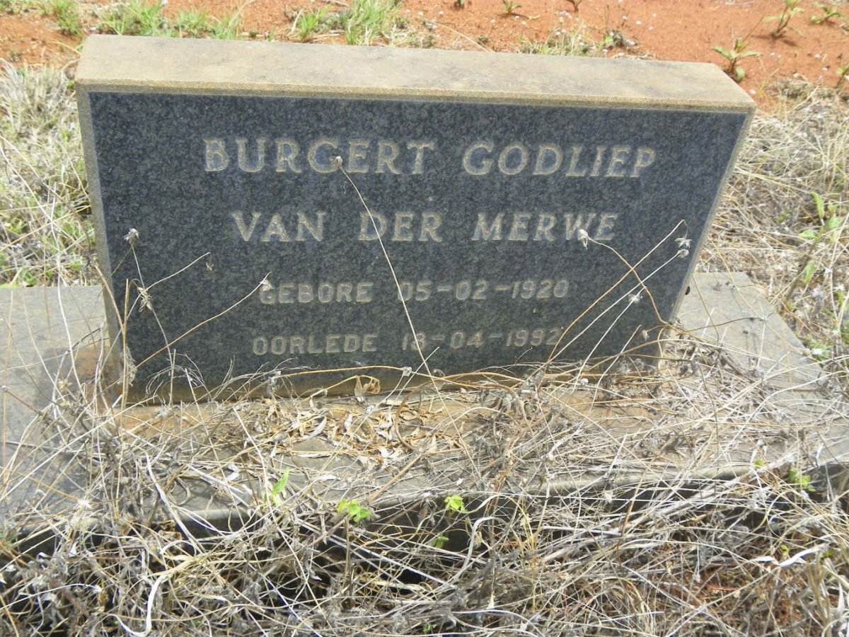 MERWE Burgert Godliep, van der 1920-1992