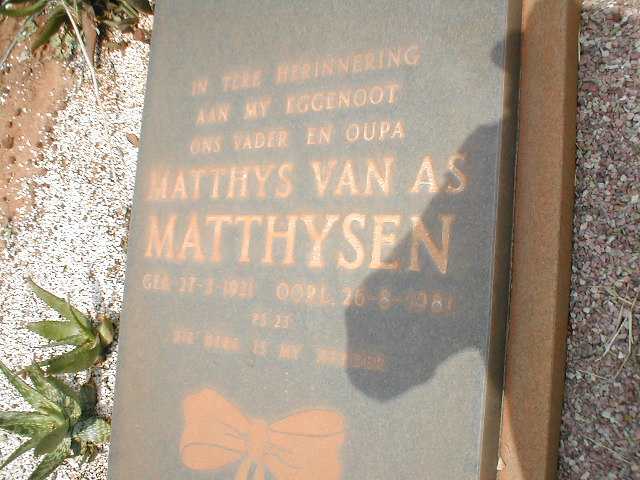 MATTHYSEN Matthys van As 1931-1981