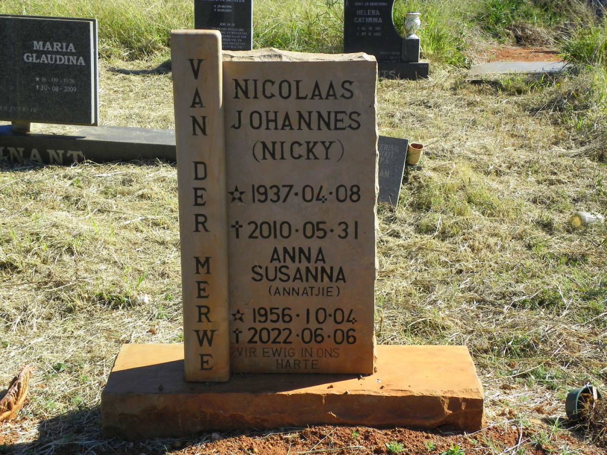 MERWE Nicolaas Johannes, van der 1937-2010 &amp; Anna Susanna 1956-2022
