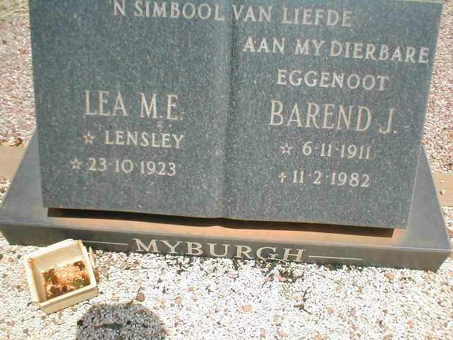 MYBURGH Barend J. 1911-1982 &amp; Lea M.E. LENSLEY 1923-