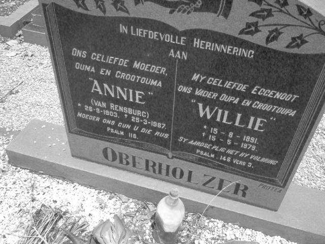 OBERHOLZER Willie 1891-1979 &amp; Annie VAN RENSBURG 1903-1987