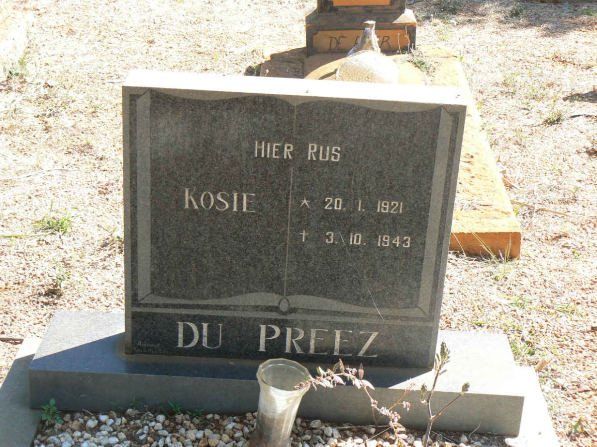 PREEZ Kosie, du 1921-1943