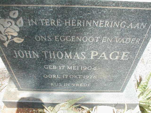 PAGE John Thomas 1904-1978