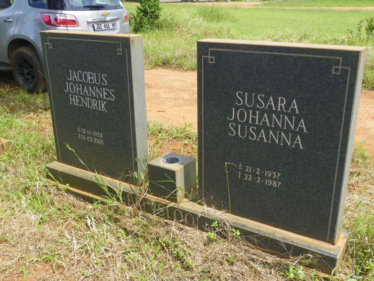 PRINSLOO Jacobus Johannes Hendrik 1933-2005 &amp; Susara Johanna Susanna 1937-1987