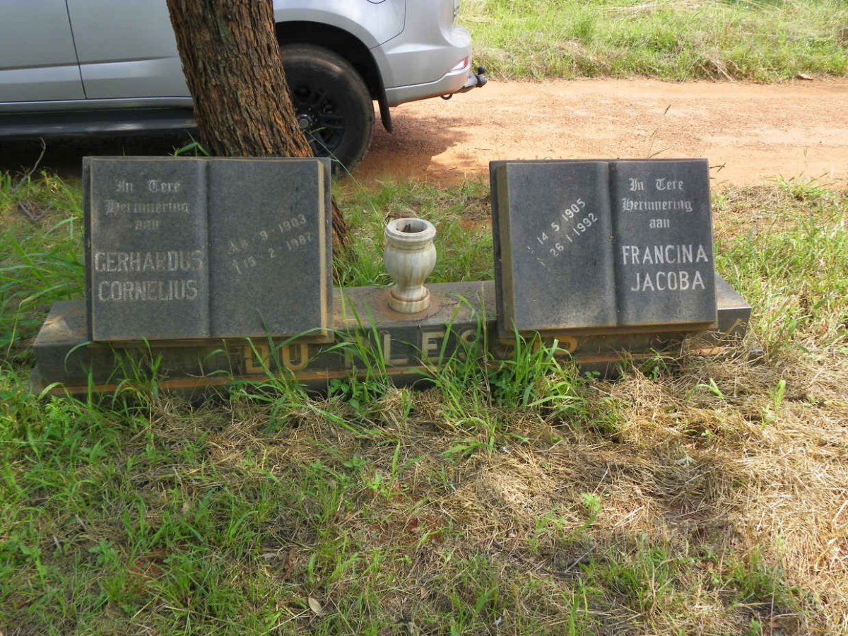 PLESSIS Gerhardus Cornelius, du 1903-1987 &amp; Francina Jacoba 1905-1992