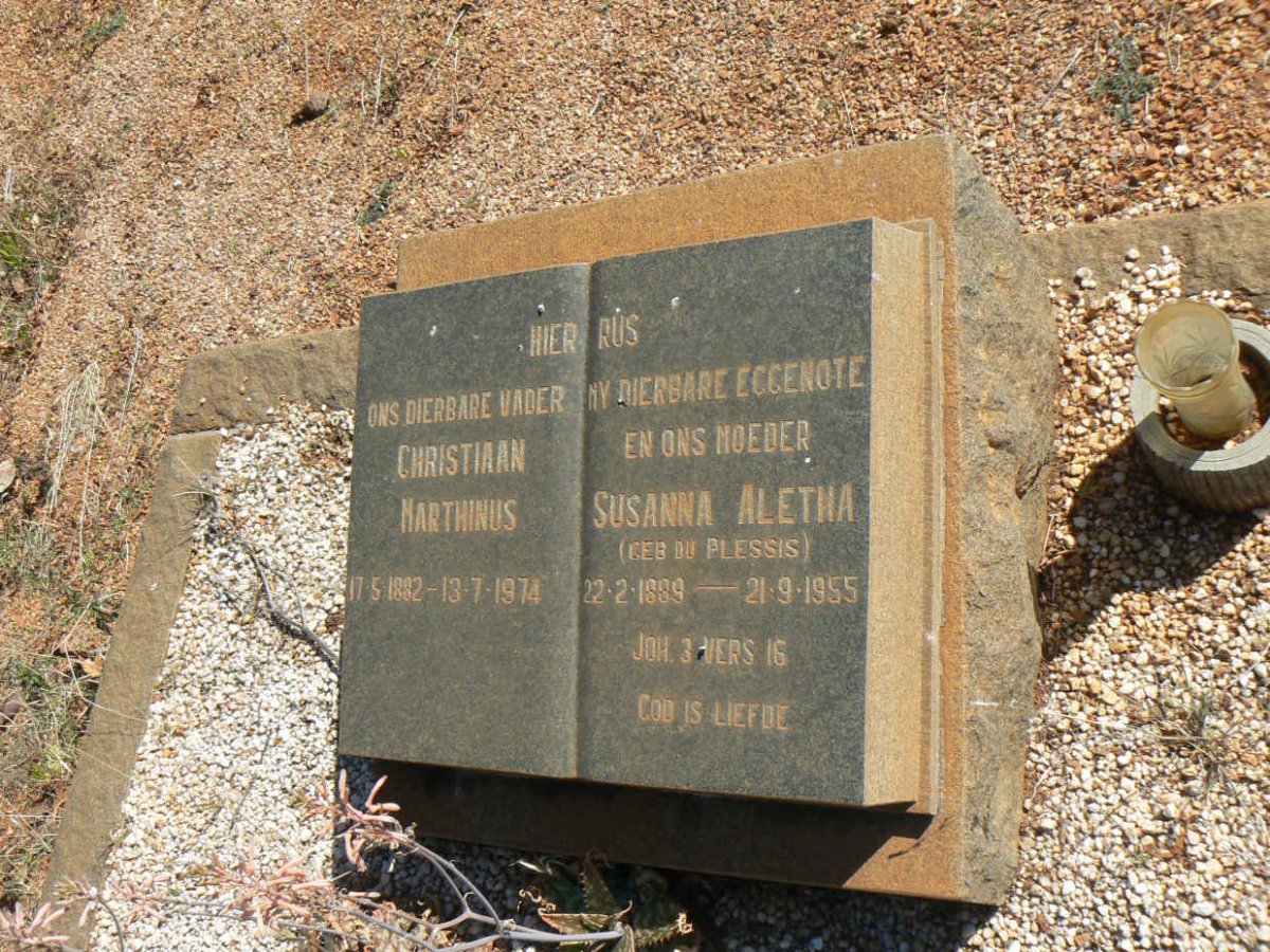 PRETORIUS Christiaan Marthinus 1882-1974 &amp; Susanna Aletha DU PLESSIS 1889-1955