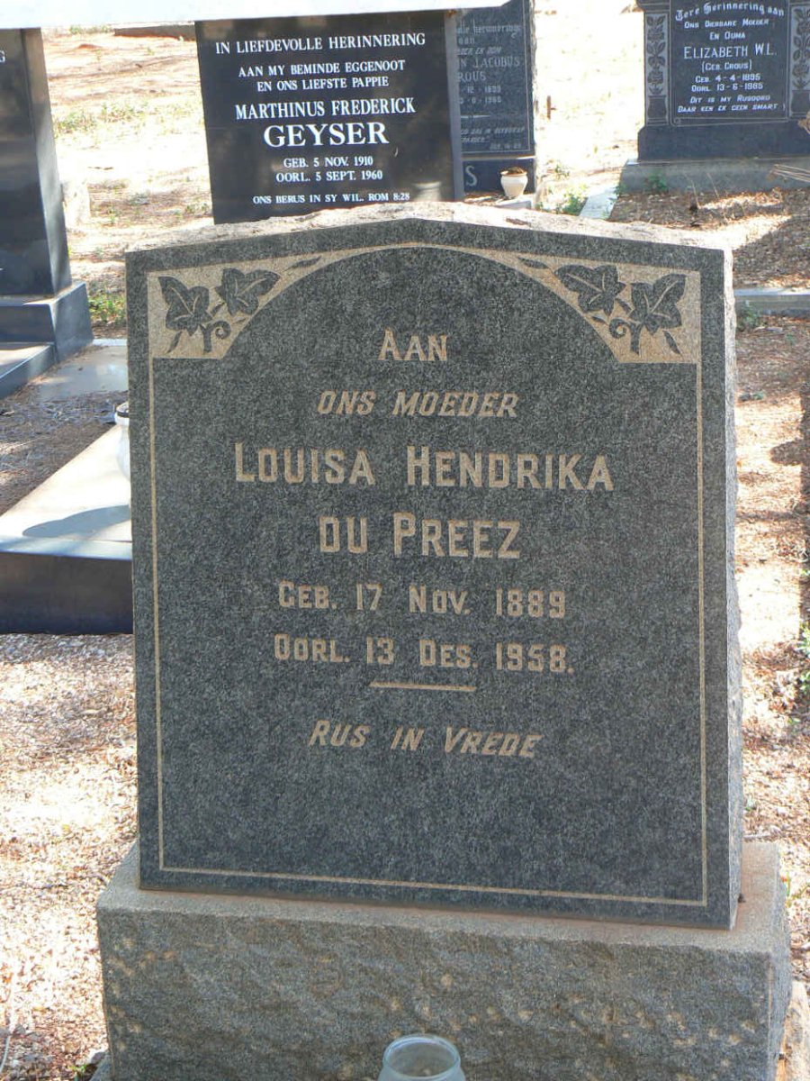 PREEZ Louisa Hendrika, du 1889-1958